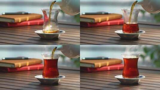 倒水沏茶茶文化茶叶煮茶茶色茶艺品茶茶道高清在线视频素材下载