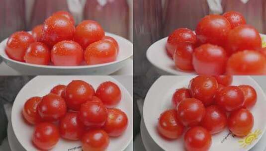 盘子里诱人的水果西红柿高清在线视频素材下载