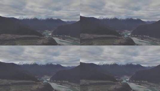 西藏派墨公路雪山道路航拍709高清在线视频素材下载