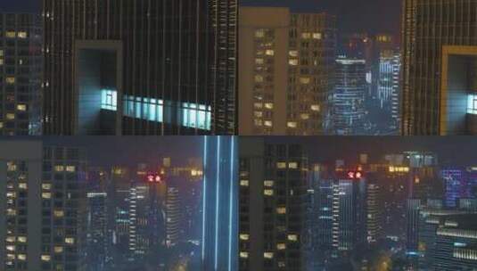 4K厦门观音山写字楼灯光秀高楼城市夜景航高清在线视频素材下载