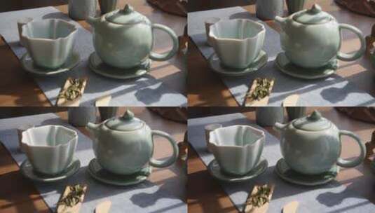 饮茶茶具高清在线视频素材下载