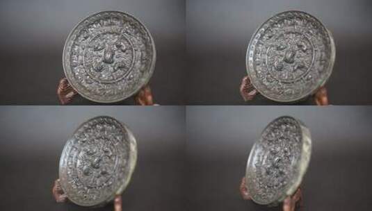 唐代海兽葡萄青铜镜高清在线视频素材下载