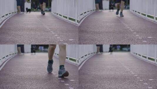 4K公园跑道跑步脚步特写高清在线视频素材下载
