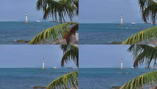 海南海岸礁石灯塔高清在线视频素材下载