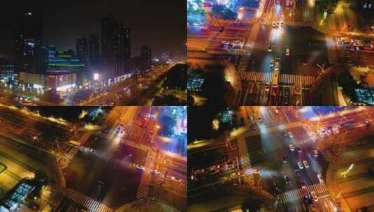 杭州钱塘新区下沙文泽路夜景车流视频素材高清在线视频素材下载