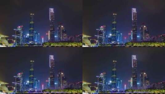广州珠江新城夜景高楼大厦建筑群高清在线视频素材下载