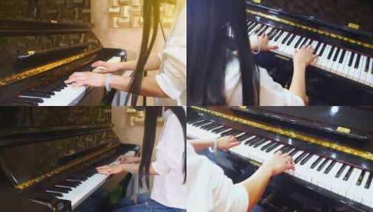 弹钢琴的女孩高清在线视频素材下载