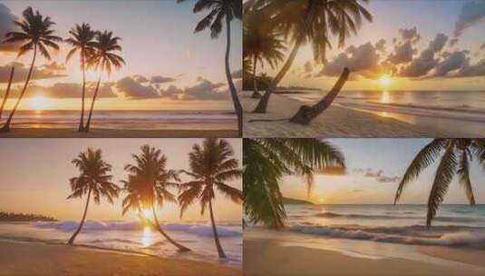 沙滩椰子树高清在线视频素材下载