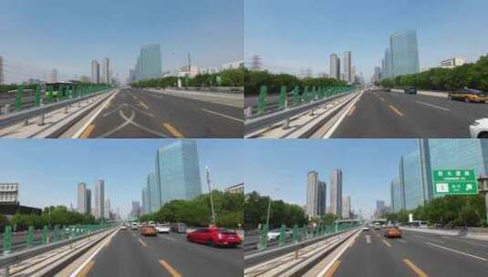 开车行驶在北京城市公路  大都市开车高清在线视频素材下载