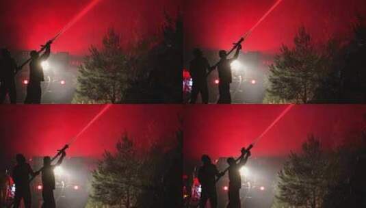 消防员在森林中灭火高清在线视频素材下载