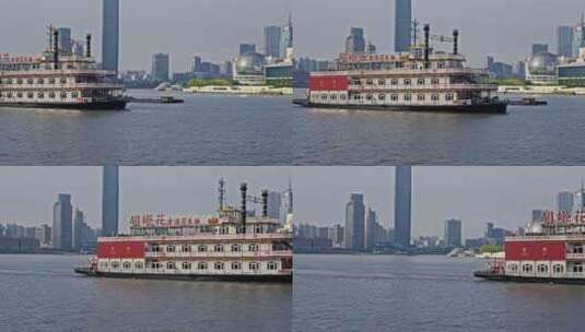 上海外滩船只游轮镜头高清在线视频素材下载