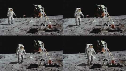 宇航员在月球上跳跃高清在线视频素材下载