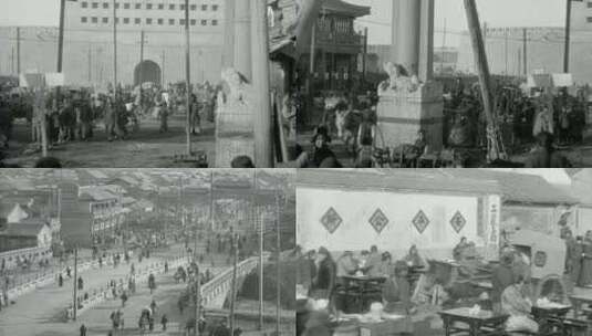 1920年北京大街上人流和集市历史资料高清在线视频素材下载