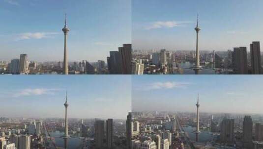 天津电视塔由近及远镜头高清在线视频素材下载