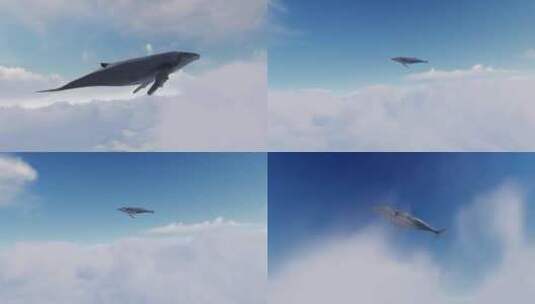 意境鲸鱼云层飞行高清在线视频素材下载