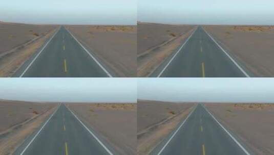 4K航拍新疆戈壁道路空镜高清在线视频素材下载