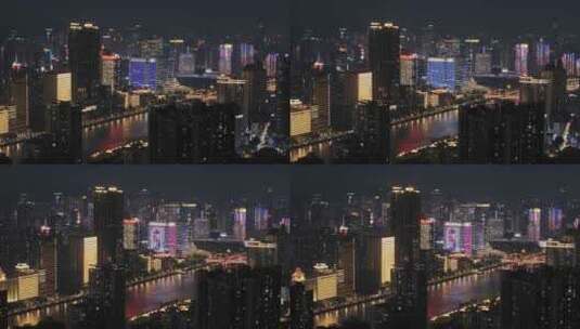 广州越秀珠江繁华夜景航拍高清在线视频素材下载