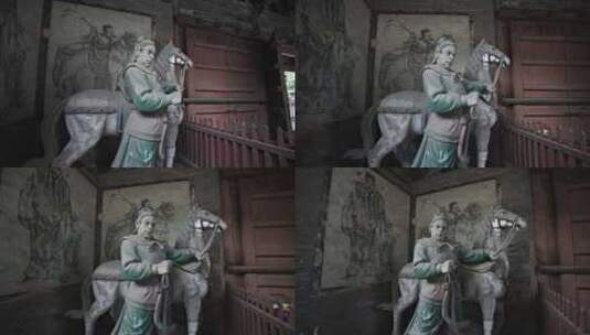 榆次老城城隍庙劲酒彩塑特写高清在线视频素材下载