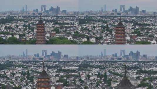 苏州古城报恩寺北寺塔景区夜景（航拍运镜）高清在线视频素材下载