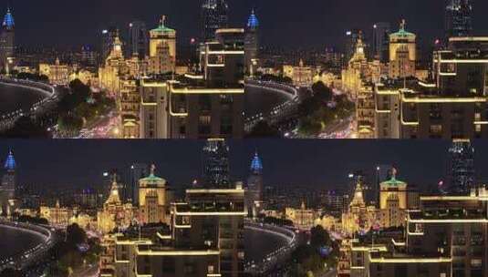 上海外滩建筑夜景俯瞰高清在线视频素材下载