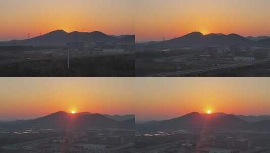 城市日出远景山峦高清在线视频素材下载