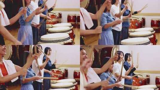 表演、太鼓和乐器小组，练习、演奏和传统的高清在线视频素材下载