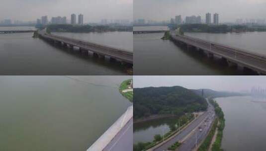 4k航拍南湖 中南民大 武昌风景高清在线视频素材下载