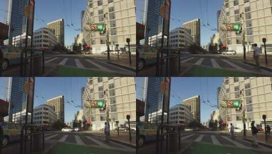 城市街道交通和行人高清在线视频素材下载