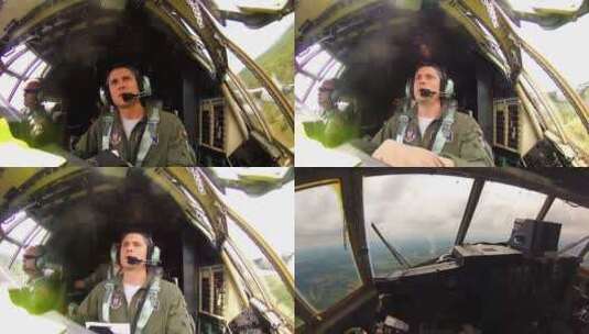 驾驶员驾驶飞机在空中飞行高清在线视频素材下载