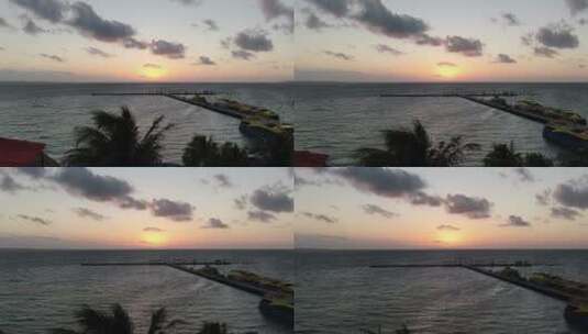 墨西哥坎昆大海夕阳航拍高清在线视频素材下载