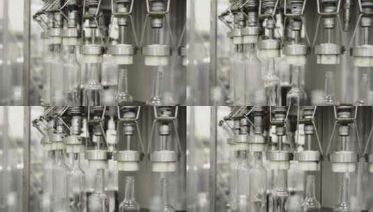 玻璃瓶清洗生产线工作实拍高清在线视频素材下载
