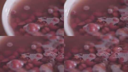 实木桌子上放祛湿红豆粥 (6)高清在线视频素材下载