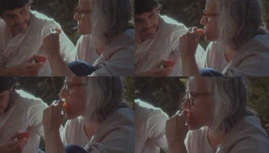情侣在野餐吃西瓜高清在线视频素材下载