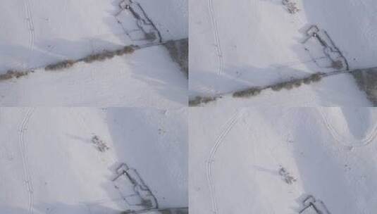 航拍俯瞰白雪覆盖的领域高清在线视频素材下载