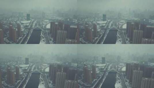 天津之眼雪景航拍高清在线视频素材下载