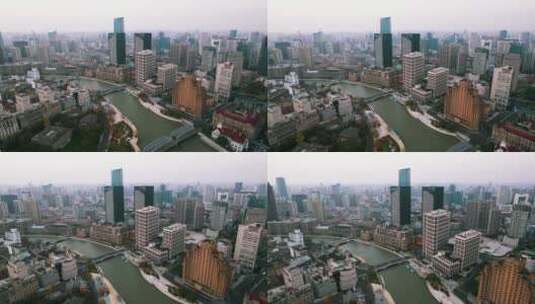 航拍上海苏州河外白渡桥高清在线视频素材下载