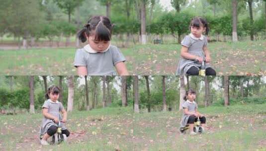 玩平衡车的中国女童高清在线视频素材下载