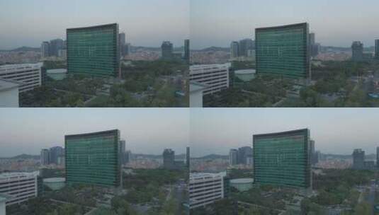 深圳华为总部大楼航拍低飞前进高清在线视频素材下载