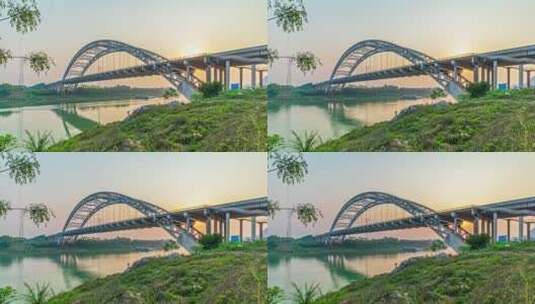 广西贵港郁江特大桥延时高清在线视频素材下载