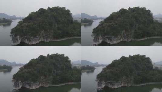 航拍广西桂林两江四湖象鼻山高清在线视频素材下载