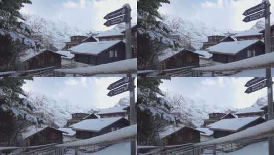晴天有大雪的山村高清在线视频素材下载