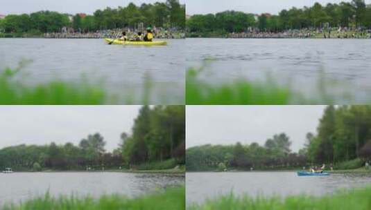 湖边游玩划船船移轴高清在线视频素材下载