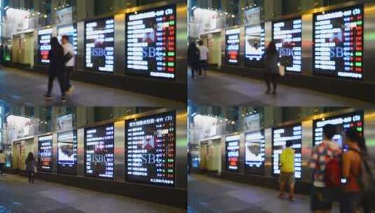 香港旺角附近led显示器上的股市数据延时高清在线视频素材下载