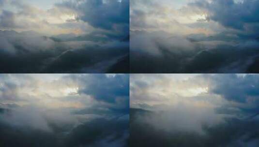 清晨云海中的群山高清在线视频素材下载