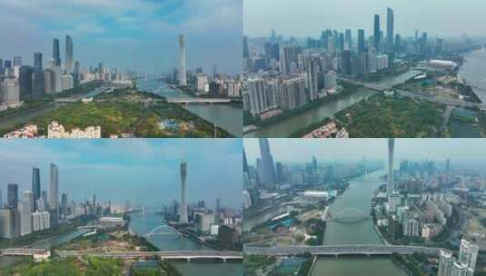 广州二沙岛珠江新城建筑风光航拍2022新高清在线视频素材下载