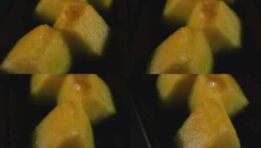 甜瓜香瓜羊角蜜果切高清在线视频素材下载