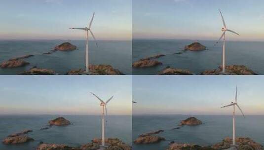 大海航拍风车小岛蓝色大海海岸线泉州风车岛高清在线视频素材下载