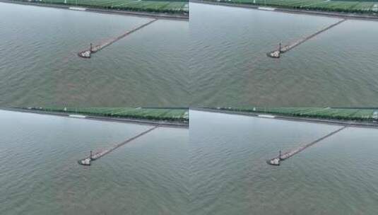 【可商用】上海长兴岛丁字坝长江大桥航拍高清在线视频素材下载