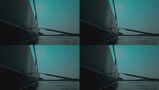 高清码头划船摆渡人黑龙滩水库高清在线视频素材下载