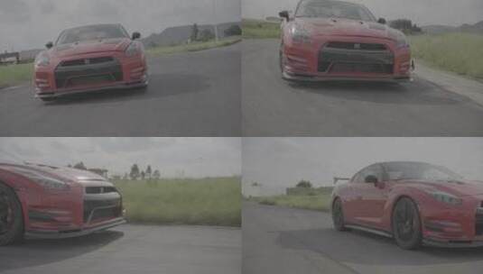 GTR 红色跑车 多角度赛道跟拍 4K SLOG3高清在线视频素材下载